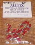 Red Insulated 4mm Male Bullet Crimp Terminals (Pkt 25) - Part # TM24151-25