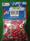 Red Insulated 4.3mm Fork Crimp Terminals (Pkt 100) - Part # TM11081-100