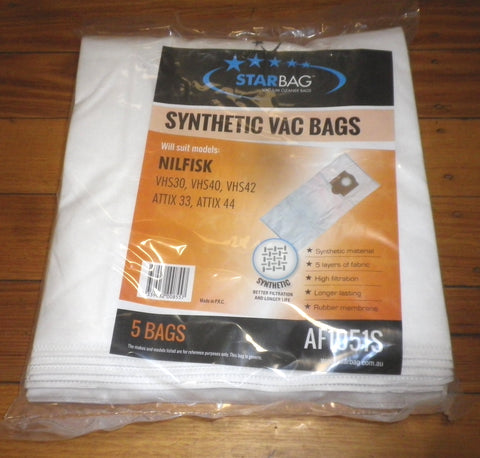 Nilfisk VHS30/40, Attix 33/44 Series Compatible Vacuum Cleaner Bags. Part # AF1051S