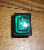 Universal DPST Green Illuminated Mains Rocker Switch with Rubber Boot - Part # A310A