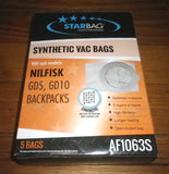Nilfisk GD5, GD10 Compatible Synthetic Backpack Vac Bags (Pkt 5) - Part # AF1063S