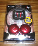 Coby Jammerz Ultra Stereo Headphones w 2mtr Cord & Bonus Earbuds - Part # CV140