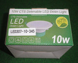 10Watt LED Dimmable Downlight - Selectable Colour Temp - Part # LED307-10-345
