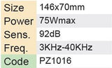 Daichi 75watt (max) Rectangular Piezo Horn Tweeter Speaker - Part # PZ1016