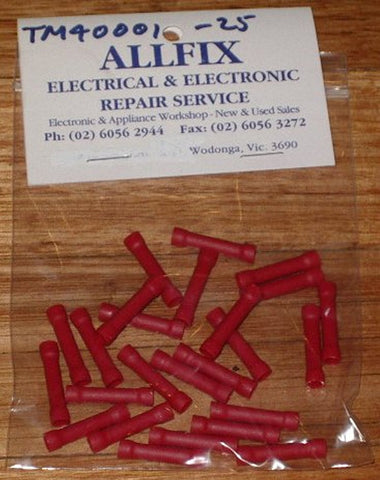 Red Insulated Inline Splice Crimp Terminals (Pkt 25) - Part # TM40001-25